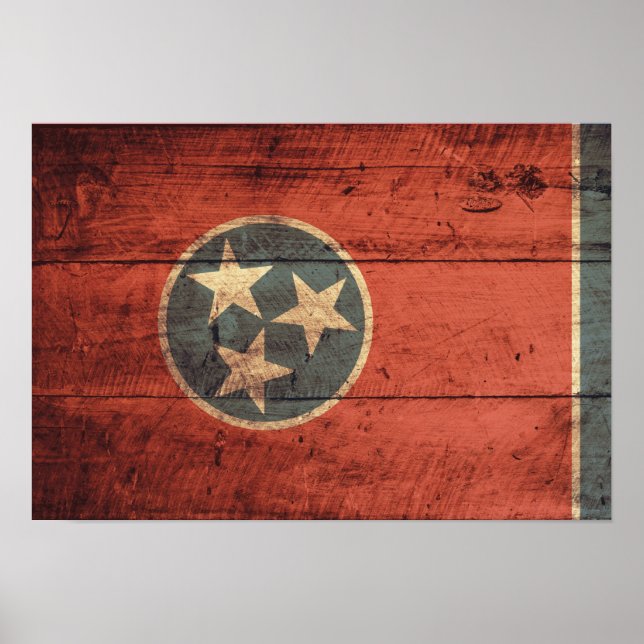 Affiches Old Wood Tennessee Flag; (Devant)