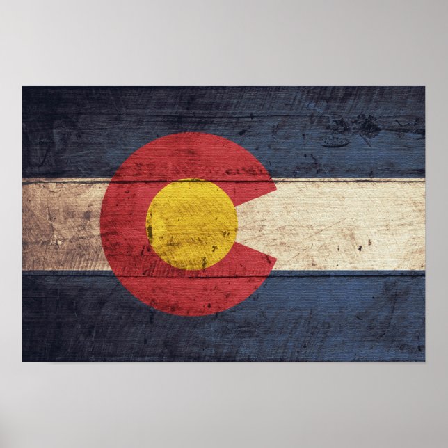 Affiches Old Wooden Colorado Flag (Devant)