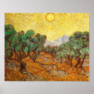 Affiches Olive Trees Ciel Jaune & Soleil Van Gogh Art