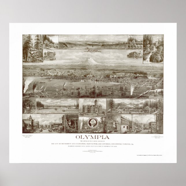 Affiches Olympia, WA Carte panoramique - 1903 (Devant)