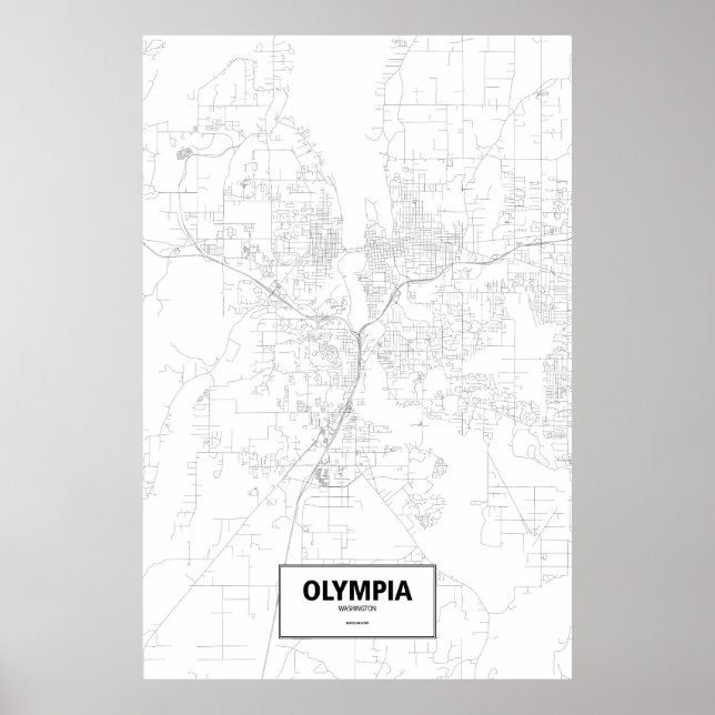 Affiches Olympia, Washington (noir sur blanc) (Devant)