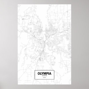 Affiches Olympia, Washington (noir sur le blanc)