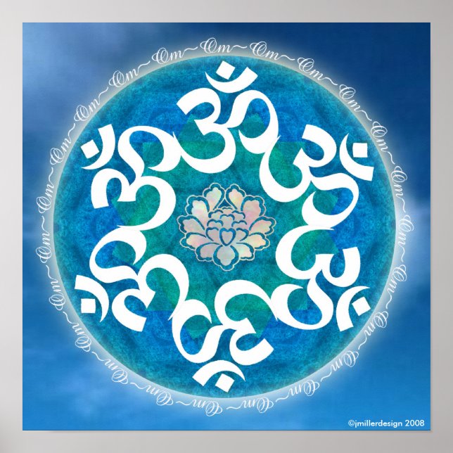 Affiches Om Circle Snowflake Mandala (Devant)