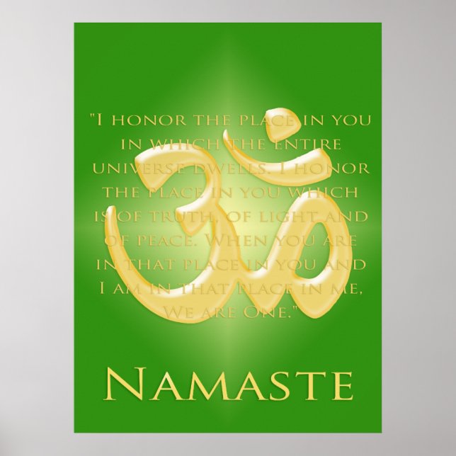 Affiches Om en Vert & Or - Namaste (Devant)