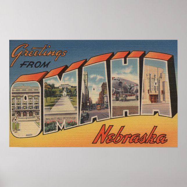 Affiches Omaha, NebraskaScènes de grandes lettres Omaha, NE (Devant)