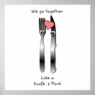 Affiches On va ensemble comme un couteau et une fourchette