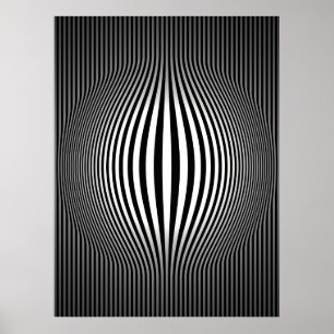 Affiches Op Art Boulgement Verticale Grilles Noir et Blanc