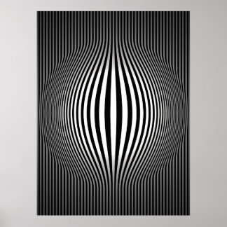 Affiches Op Art Boulgement Verticale Grilles Noir et Blanc 