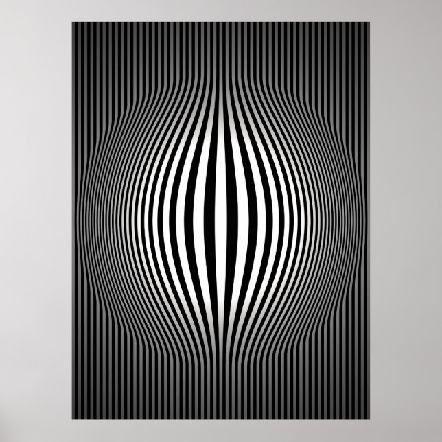 Affiches Op Art Boulgement Verticale Grilles Noir et Blanc  (Devant)