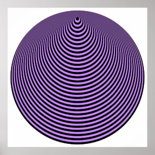Affiches Op Art Concentric Circles Violet Over Black