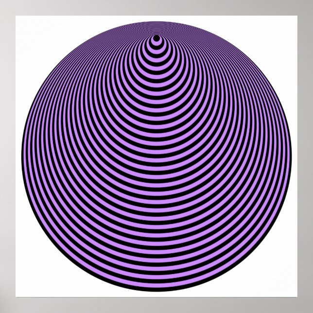 Affiches Op Art Concentric Circles Violet Over Black (Devant)