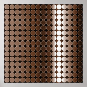 Affiches Op Art Gradient Pois Monochrome Brown