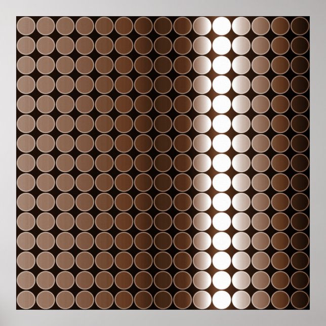 Affiches Op Art Gradient Pois Monochrome Brown (Devant)