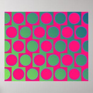 Affiches Op Art Grands Cercles Motif alternatif Magenta