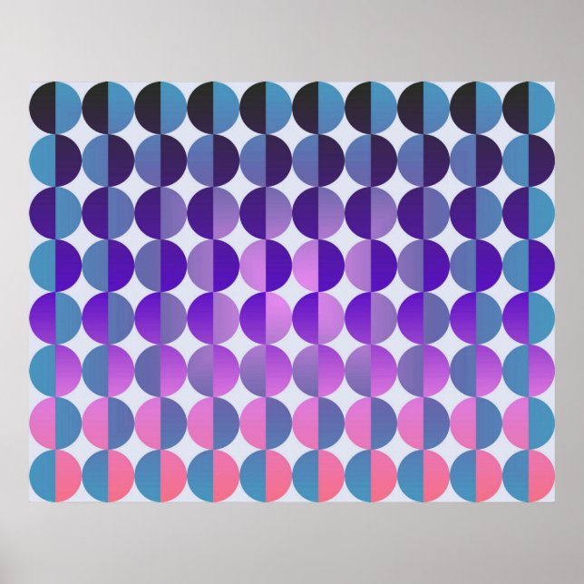 Affiches Op Art Grands Cercles Par Demi Bleu Violet Et Mage (Devant)