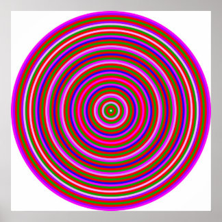 Affiches Op Art Homage à CT Multicolor Cercles Concentrés