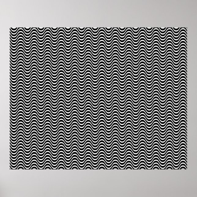 Affiches Op Art Horizontal Waves Noir et Blanc 01 (Devant)