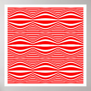 Affiches Op Art Lines and Spheres 01 - Rouge et blanc