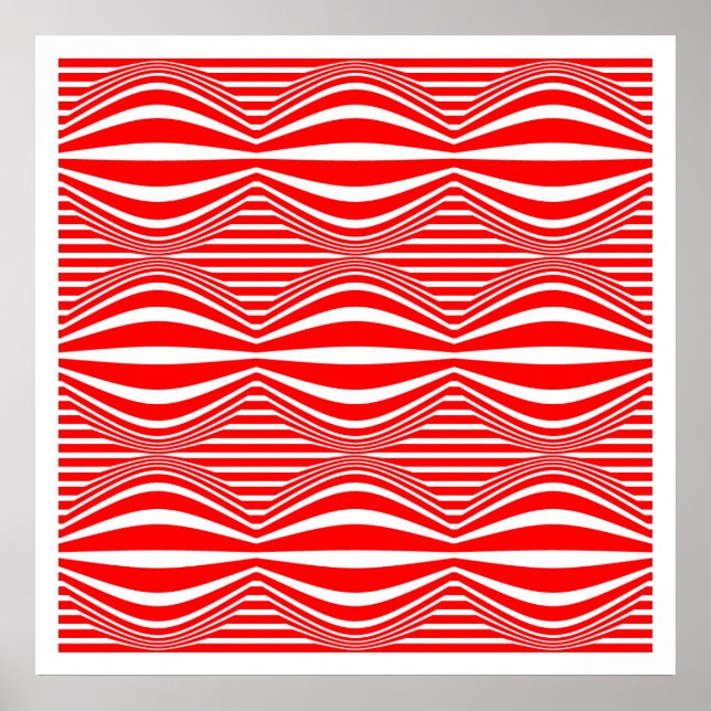Affiches Op Art Lines and Spheres 01 - Rouge et blanc (Devant)
