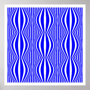 Affiches Op Art Lines and Spheres 02 - Bleu et blanc