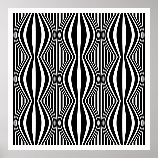Affiches Op Art Lines and Spheres 02 - Noir et blanc (Devant)