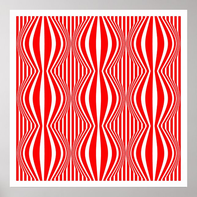 Affiches Op Art Lines and Spheres 02 - Rouge et blanc (Devant)