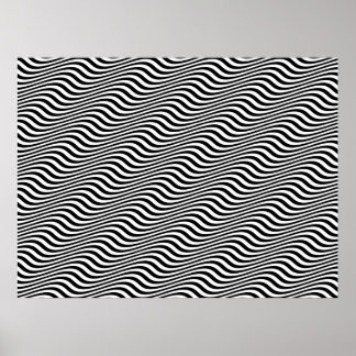Affiches Op Art Noir et Blanc Horizontal Sine Stripes