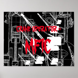 Affiches Opérateur de grue = MFIC VINTAGE CRAWLER CRANE bla