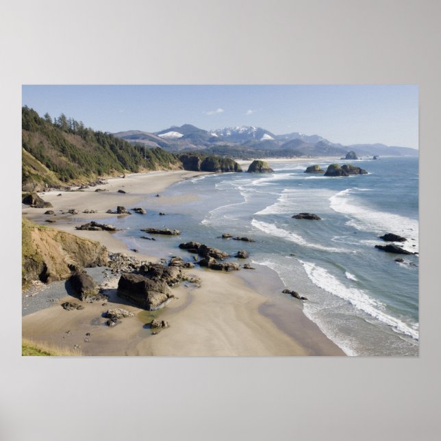 Affiches OR, côte de l'Oregon, parc d'État Ecola, Crescent  (Devant)