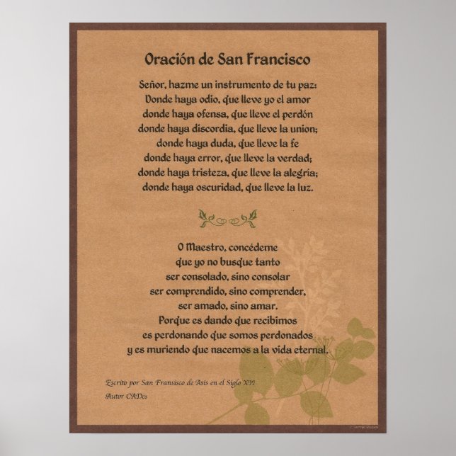 Affiches Orancion de San Francisco (Devant)