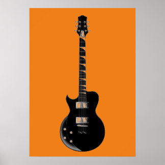 Affiches Orange Black Pop Art Guitare électrique