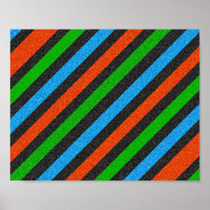 Affiches Orange, Bleu, Vert, Parties scintillant noire rayé