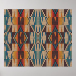 Affiches Orange Brown Rouge Turquoise Bleu Ethnic Tribal Mo