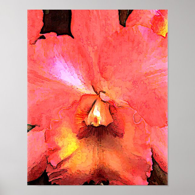Affiches Orange Cattleya Orchid (Devant)