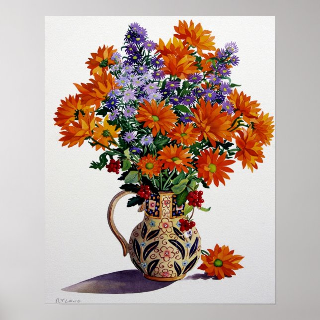 Affiches Orange Chrysanthèmes (Devant)