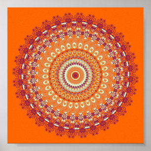Affiches Orange Elegance Mandala Kaleidoscope