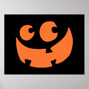 Affiches Orange Happy Halloween Citrouille