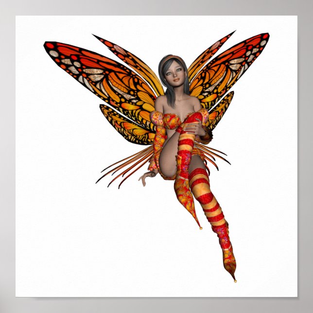 Affiches Orange Monarch Butterfly 3D Pixie - Fairy 1 (Devant)