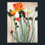 Affiches Orange Poppies art original de la fleur d'aquarell<br><div class="desc">Image d'une peinture originale à l'aquarelle de fleurs de pavot orange et jaune de l'artiste Sacha Grossel. Ces fleurs sont colorées,  vibrantes et lumineuses. Les pavots sont des fleurs très populaires et ce design d'art floral aurait l'air beau dans n'importe quelle maison ou bureau.</div>