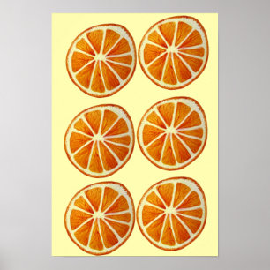 Affiches Orange slice macro fruit pop art