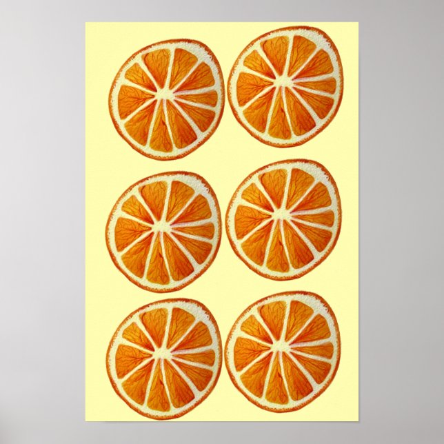Affiches Orange slice macro fruit pop art (Devant)
