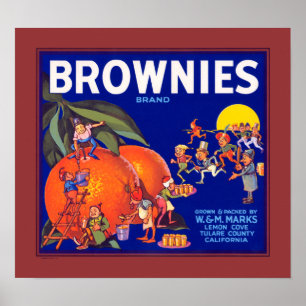 Affiches Oranges de la Californie de marque de "brownie"