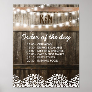 AFFICHES ORDRE DU MARIAGE CAMPAGNARD RUSTIQUE DU JOUR