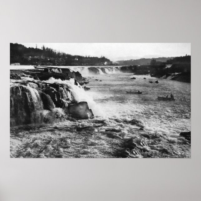 Affiches Oregon City, OU pêche Saumon sur Willamette (Devant)