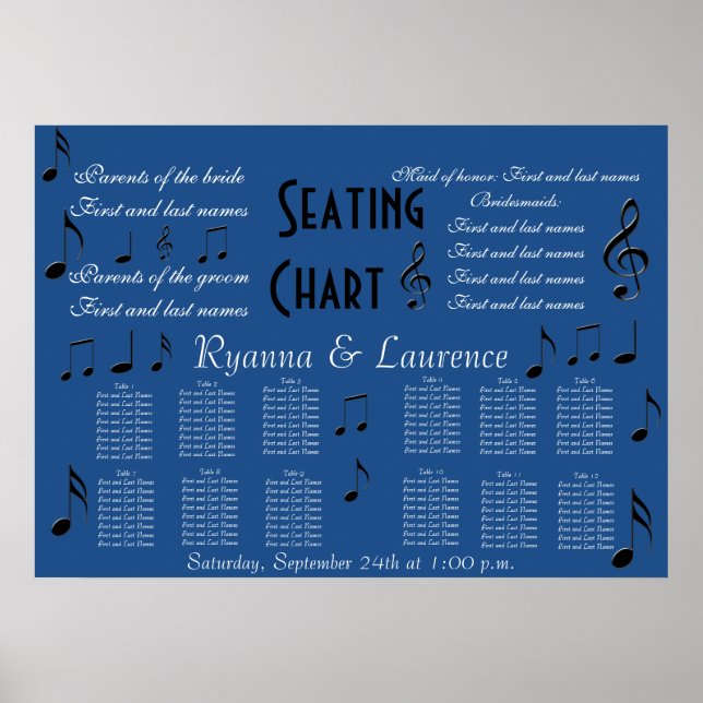 Affiches Organigramme de mariage notes de musique quelque c (Devant)