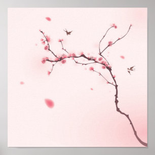 Affiches Oriental painting, cherry blossom