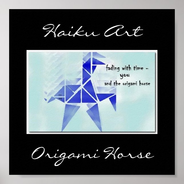 Affiches Origami Horse Haiku Art Imprimer (Devant)