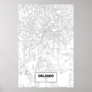 Affiches Orlando, Floride (noir sur blanc)
