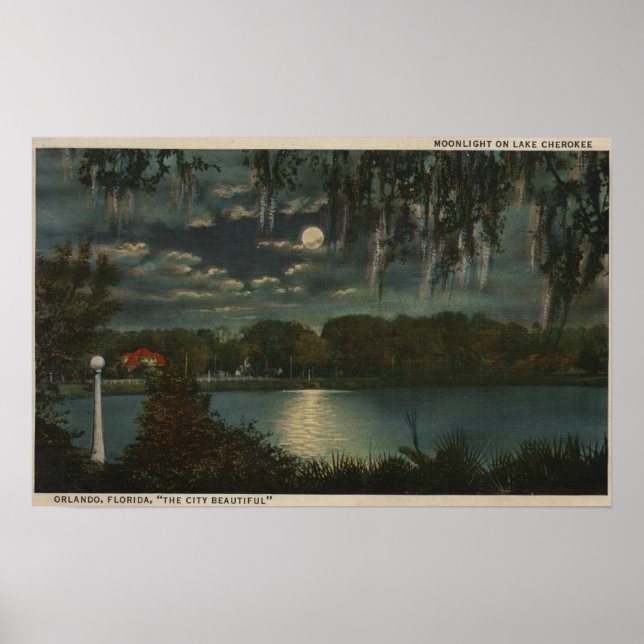 Affiches Orlando, Floride - Vue sur le Lune du lac Cherokee (Devant)