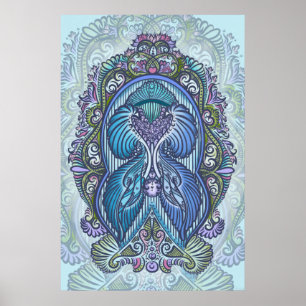 Affiches Ornat bleu et design Mandala Turquoise